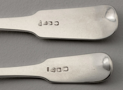 Cape Silver Tablespoon & Dessertspoon - Lawrence Twentyman, Hallmarking Interest, Heathcote Family Crest